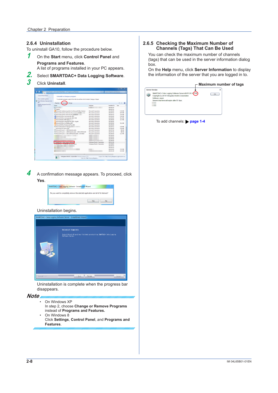 4 uninstallation, Uninstallation -8 | Yokogawa Data Logging Software GA10 User Manual | Page 24 / 94