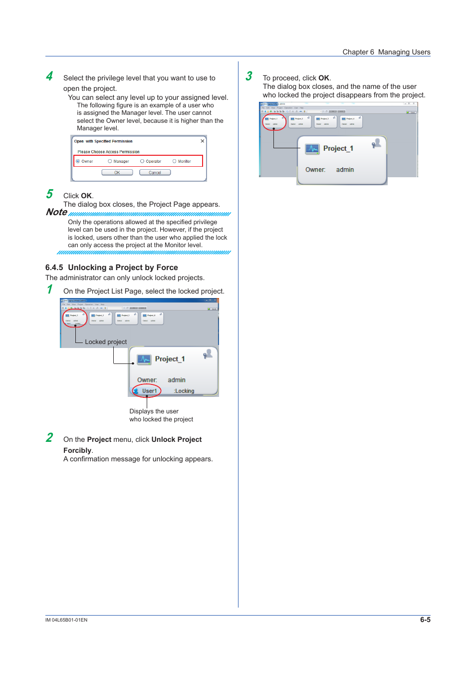 5 unlocking a project by force, Unlocking a project by force -5 | Yokogawa Data Logging Software GA10 User Manual | Page 83 / 94