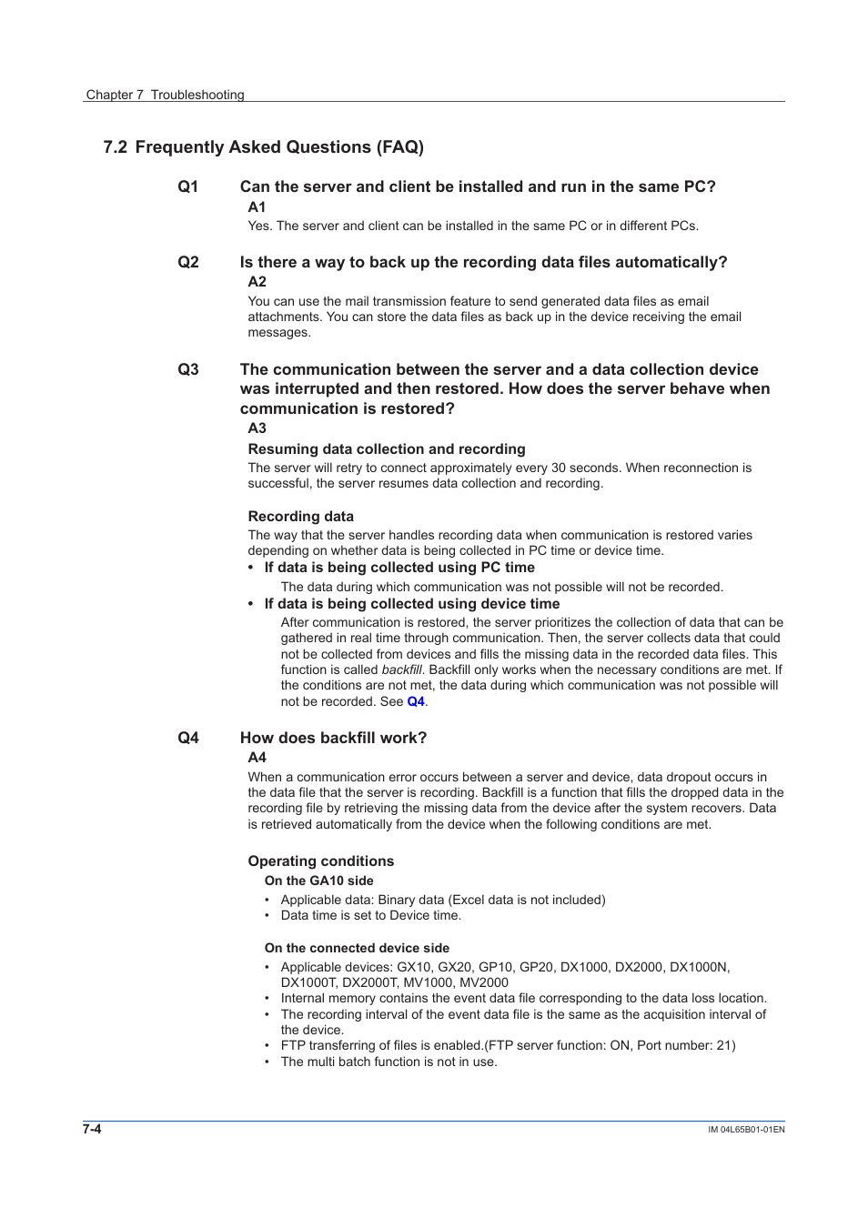 2 frequently asked questions (faq), Frequently asked questions (faq) -4 | Yokogawa Data Logging Software GA10 User Manual | Page 88 / 94