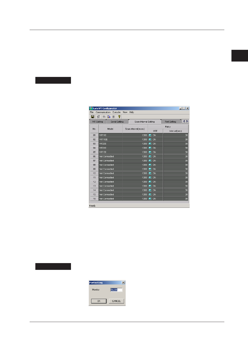 Index, Scan interval and retry settngs, Port settngs | Yokogawa DAQWORX User Manual | Page 15 / 52