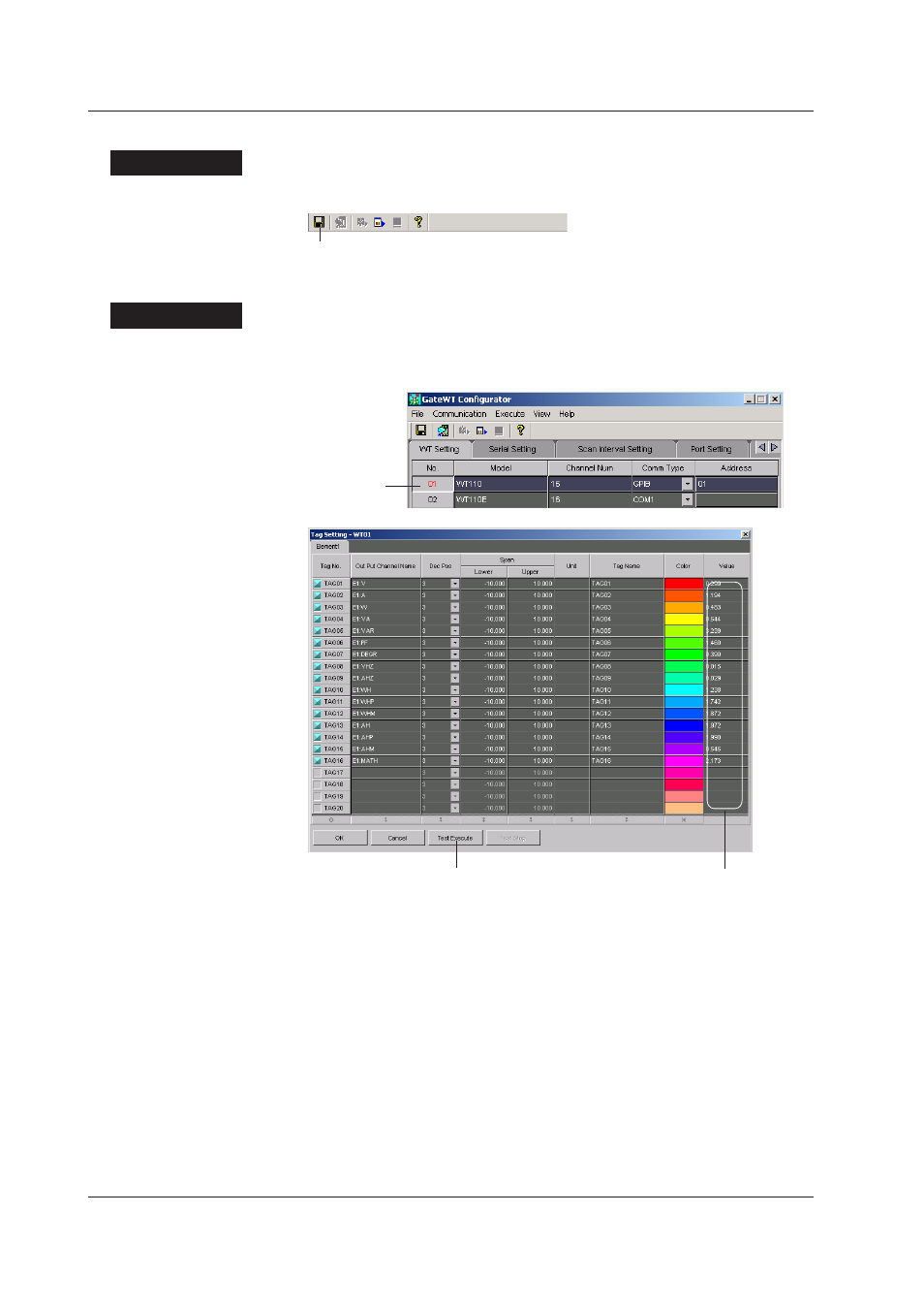 Savng envronment settngs, Test acquston | Yokogawa DAQWORX User Manual | Page 16 / 52
