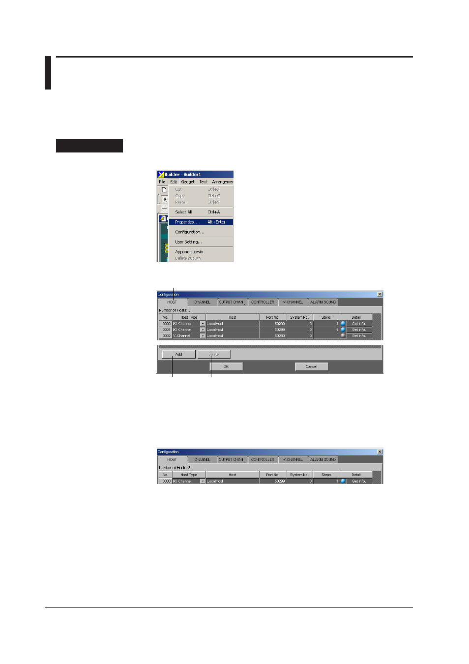 4 entering host and channel settings, 4 entering host and channel settings -6, 4 enterng host and channel settngs | Yokogawa DAQWORX User Manual | Page 17 / 100
