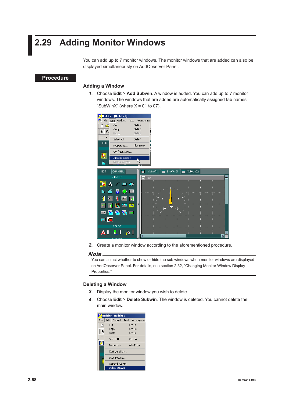 29 adding monitor windows, 29 adding monitor windows -68 | Yokogawa DAQWORX User Manual | Page 79 / 100