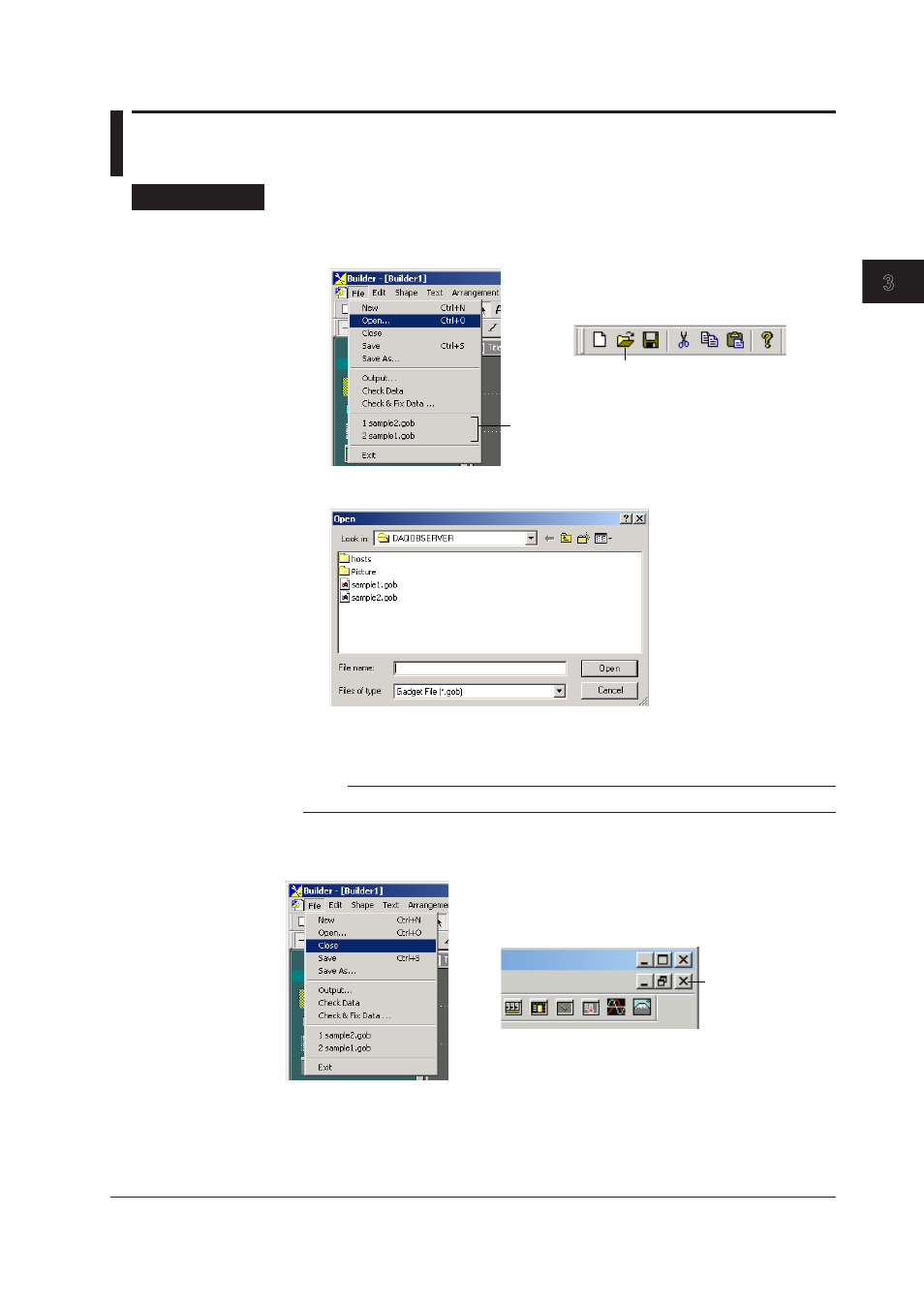 3 opening and closing a monitor screen, 3 opening and closing a monitor screen -5, 3 openng and closng a montor screen | Index | Yokogawa DAQWORX User Manual | Page 96 / 100