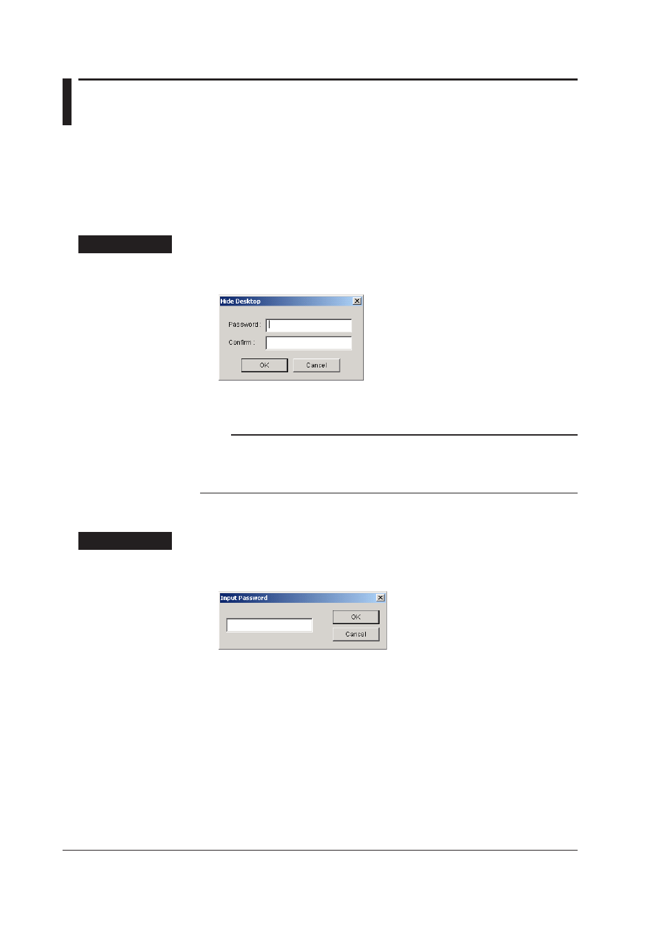 5 using desktop protection, 5 using desktop protection -8, Enabling the desktop protection | Disabling the desktop protection | Yokogawa DAQWORX User Manual | Page 60 / 125