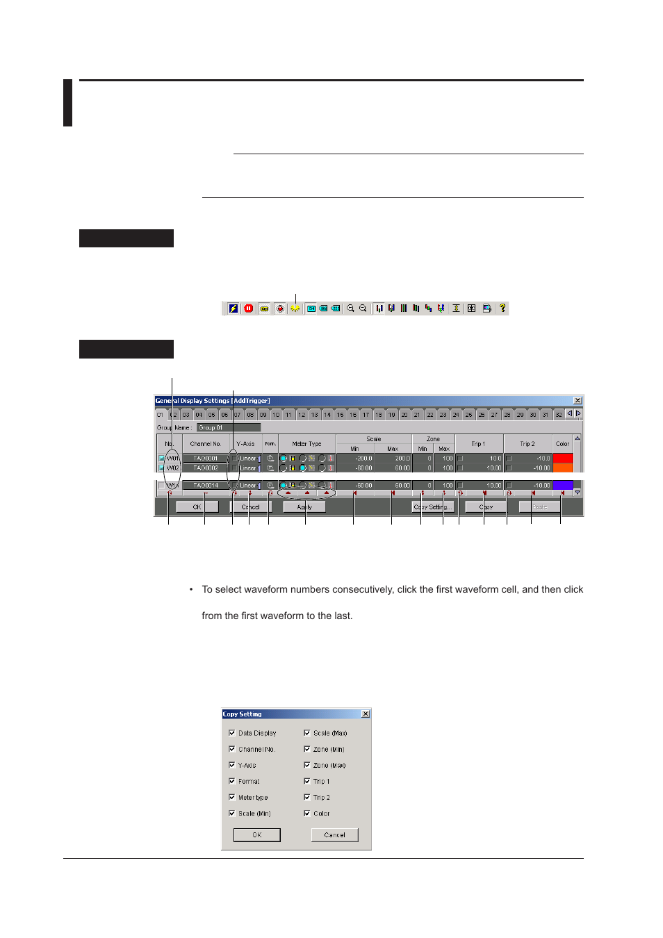 2 setting the display conditions, 2 setting the display conditions -10, Opening setting screens | Basic operation | Yokogawa DAQWORX User Manual | Page 70 / 125