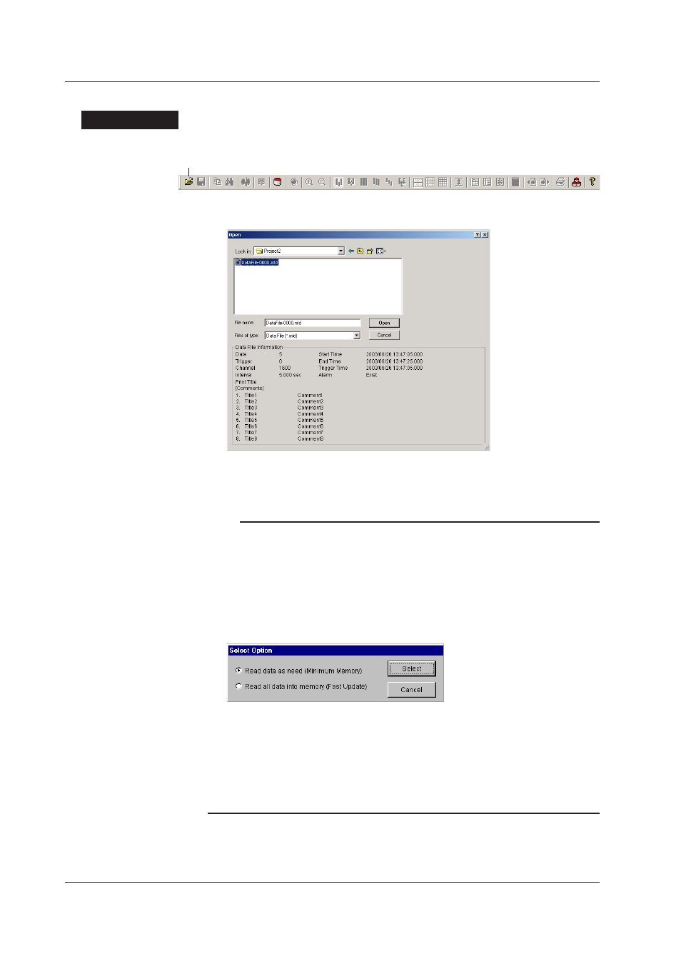 Opening data files, Procedure | Yokogawa DAQWORX User Manual | Page 85 / 125