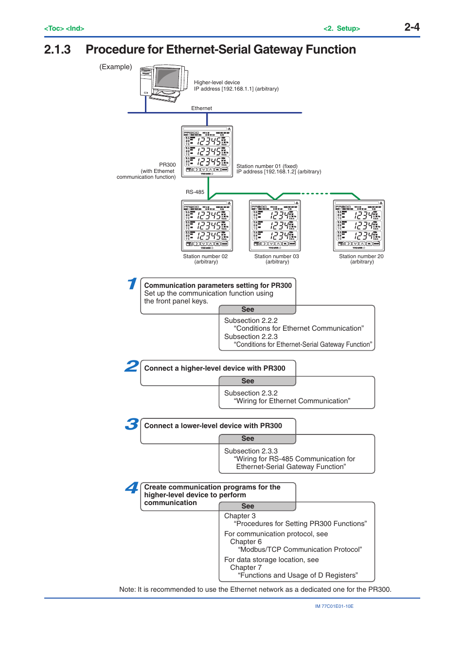 3 procedure for ethernet-serial gateway function, Procedure for ethernet-serial gateway function -4 | Yokogawa PR300 Power and Energy Meter User Manual | Page 13 / 141