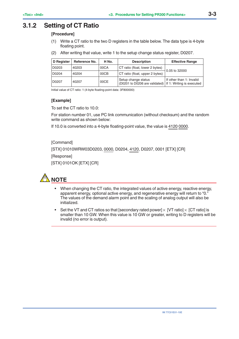 2 setting of ct ratio, Setting of ct ratio -3 | Yokogawa PR300 Power and Energy Meter User Manual | Page 26 / 141