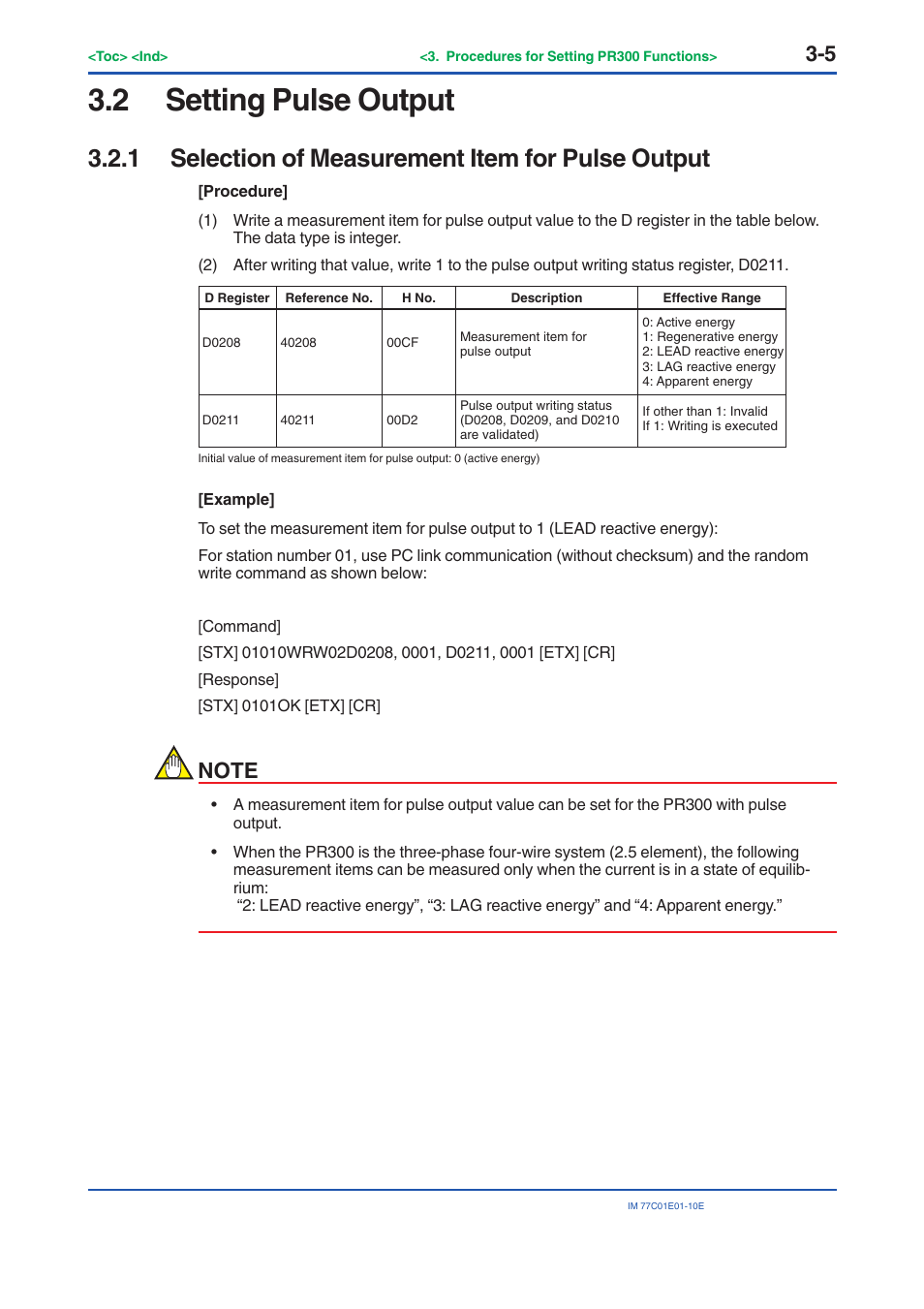 2 setting pulse output, 1 selection of measurement item for pulse output, Setting pulse output -5 | Selection of measurement item for pulse output -5 | Yokogawa PR300 Power and Energy Meter User Manual | Page 28 / 141