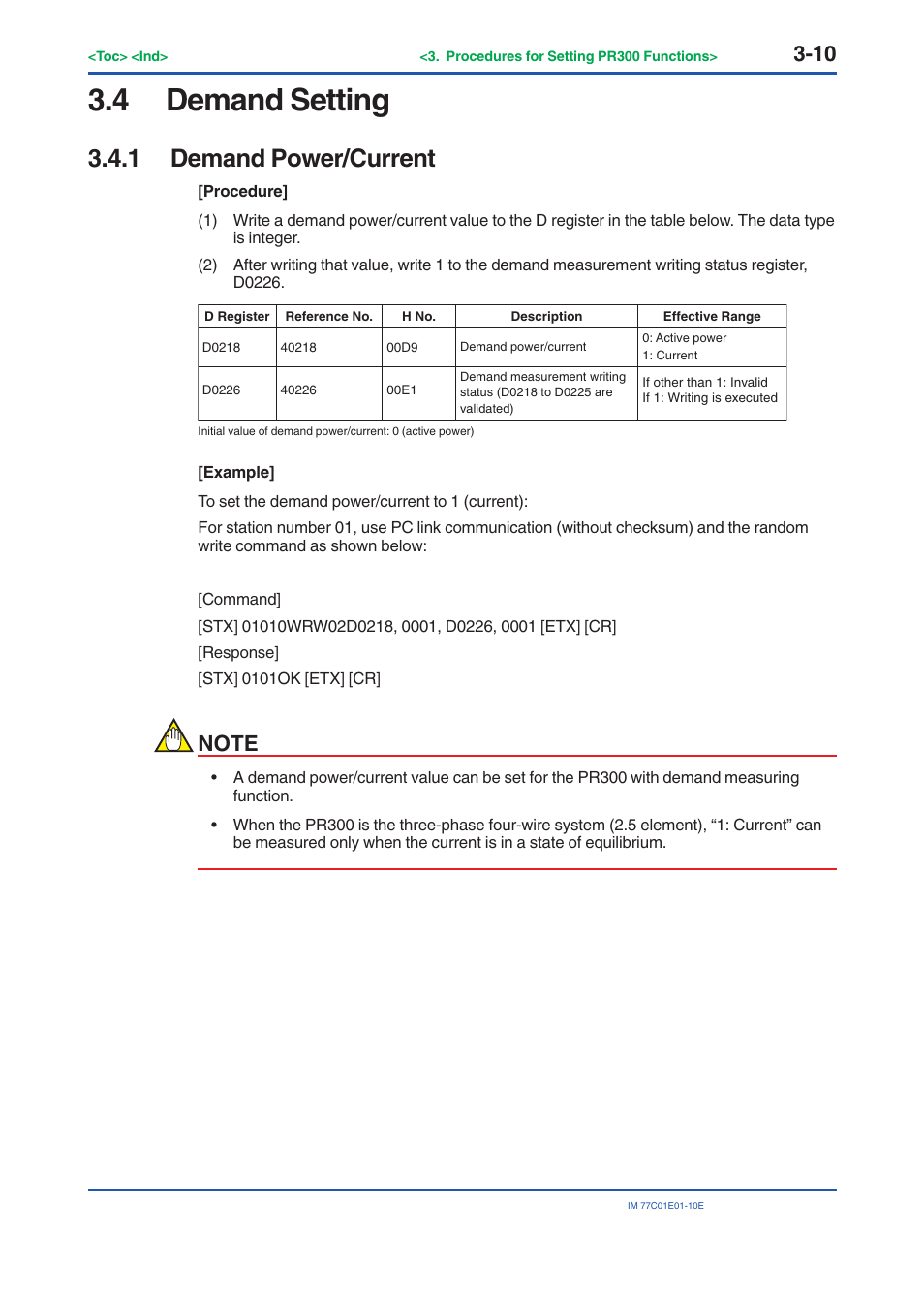 4 demand setting, 1 demand power/current, Demand setting -10 3.4.1 | Demand power/current -10 | Yokogawa PR300 Power and Energy Meter User Manual | Page 33 / 141