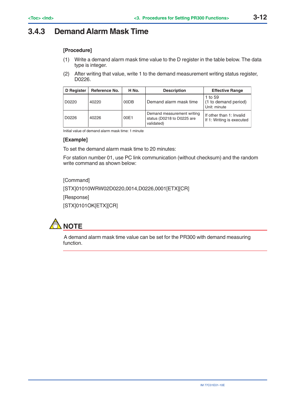 3 demand alarm mask time, Demand alarm mask time -12 | Yokogawa PR300 Power and Energy Meter User Manual | Page 35 / 141