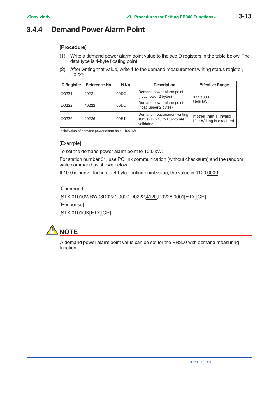 4 demand power alarm point, Demand power alarm point -13 | Yokogawa PR300 Power and Energy Meter User Manual | Page 36 / 141