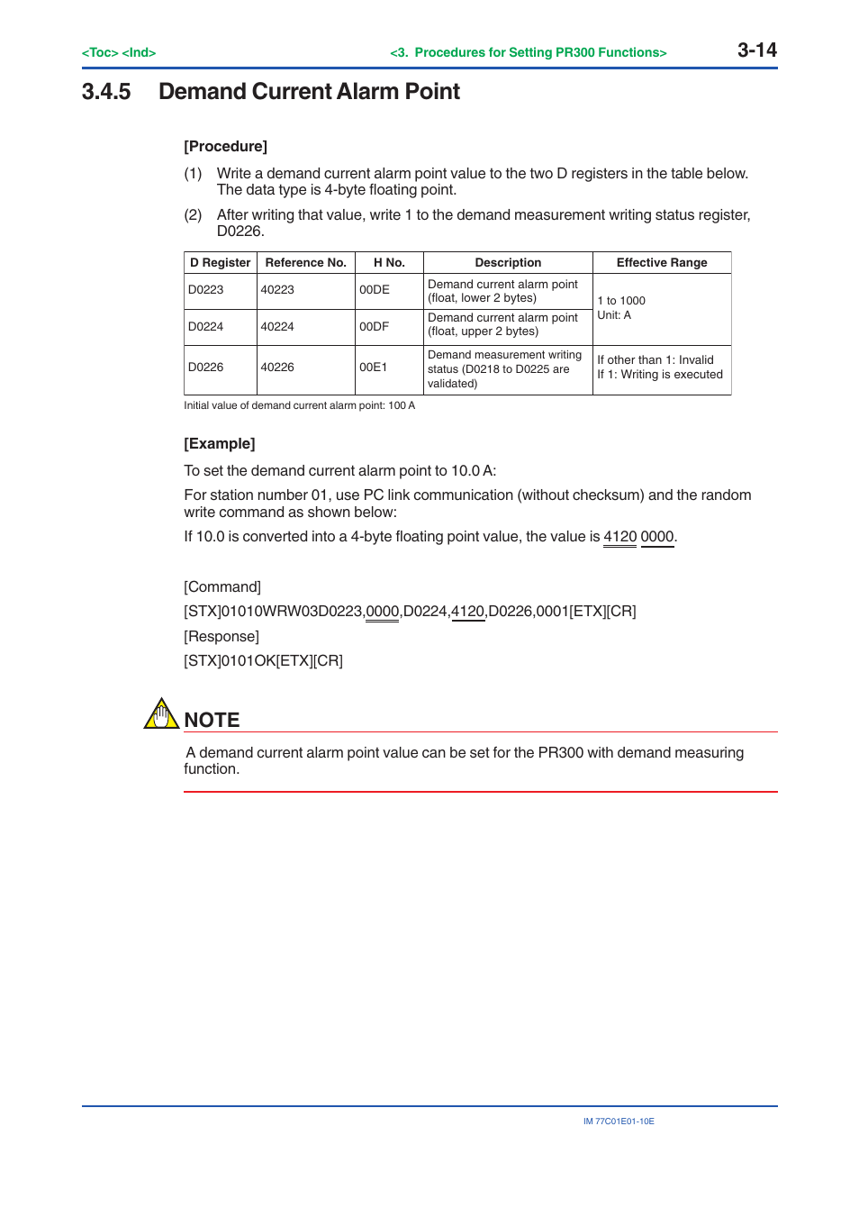 5 demand current alarm point, Demand current alarm point -14 | Yokogawa PR300 Power and Energy Meter User Manual | Page 37 / 141