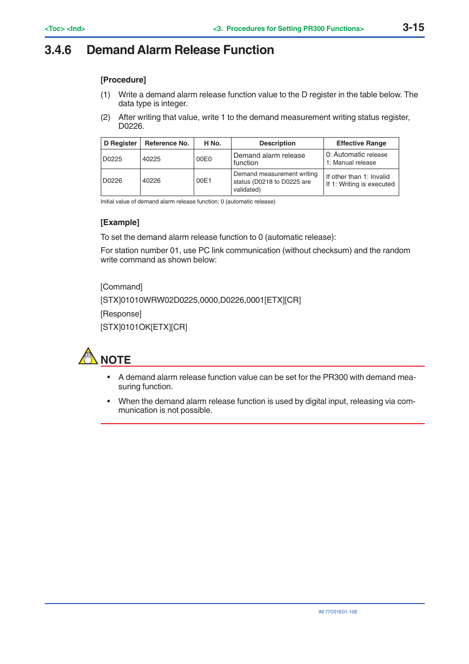 6 demand alarm release function, Demand alarm release function -15 | Yokogawa PR300 Power and Energy Meter User Manual | Page 38 / 141