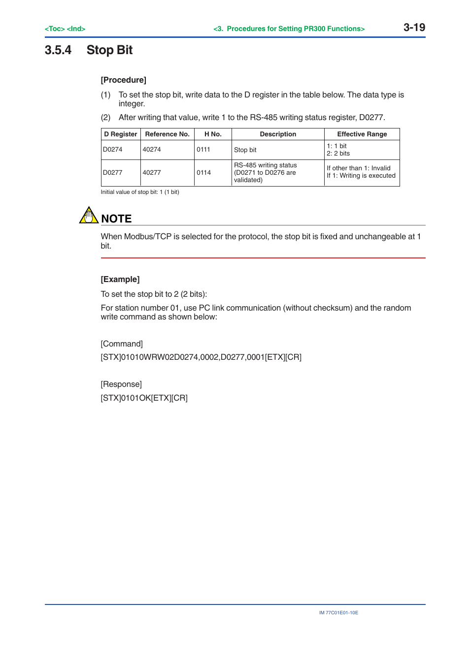 4 stop bit, Stop bit -19 | Yokogawa PR300 Power and Energy Meter User Manual | Page 42 / 141