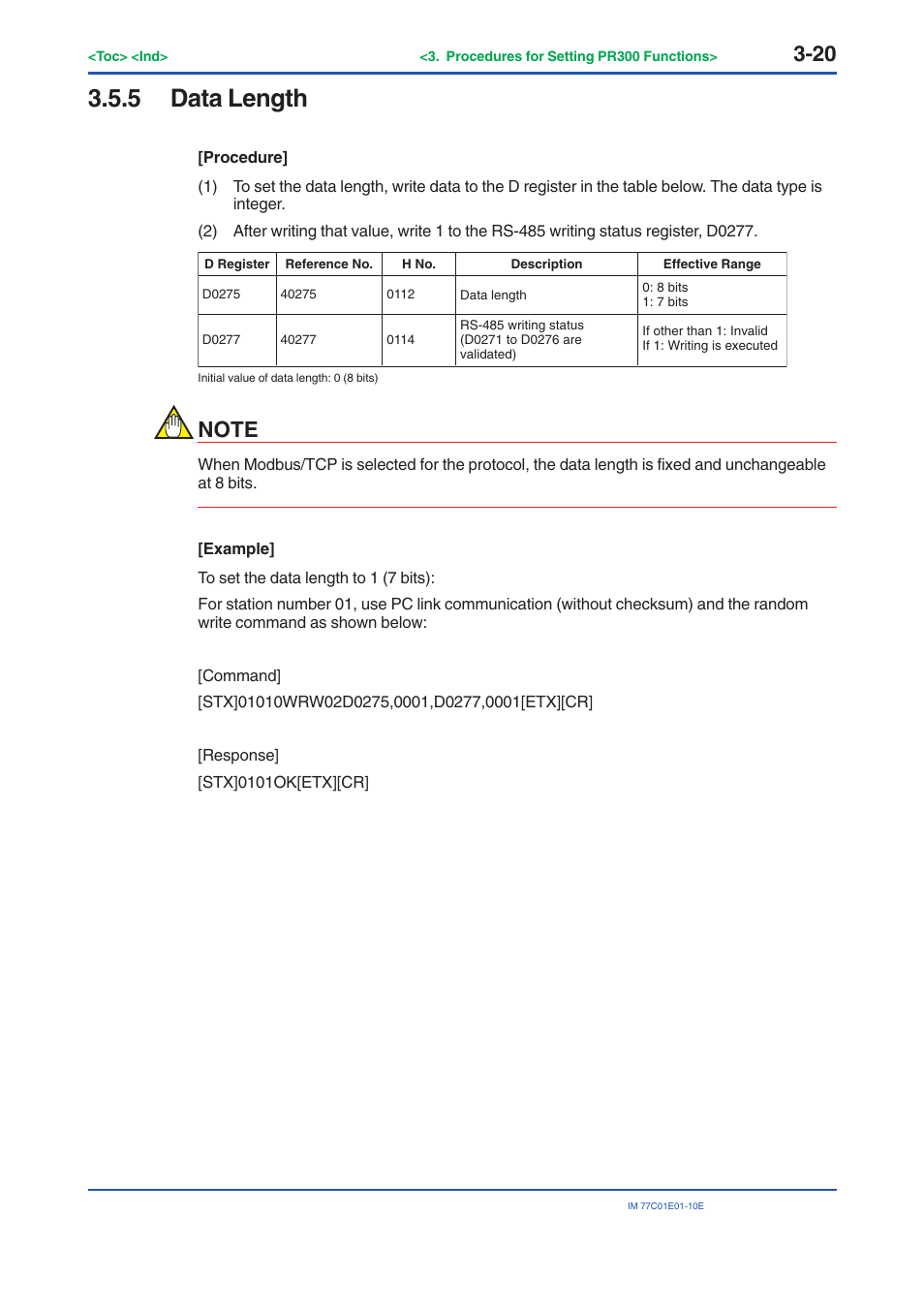 5 data length, Data length -20 | Yokogawa PR300 Power and Energy Meter User Manual | Page 43 / 141