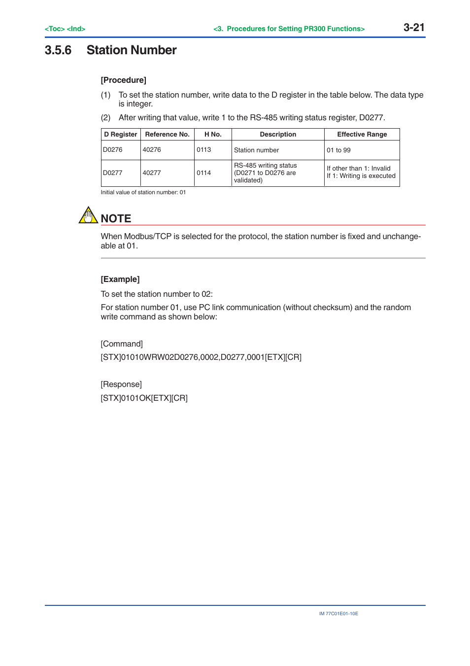 6 station number, Station number -21 | Yokogawa PR300 Power and Energy Meter User Manual | Page 44 / 141