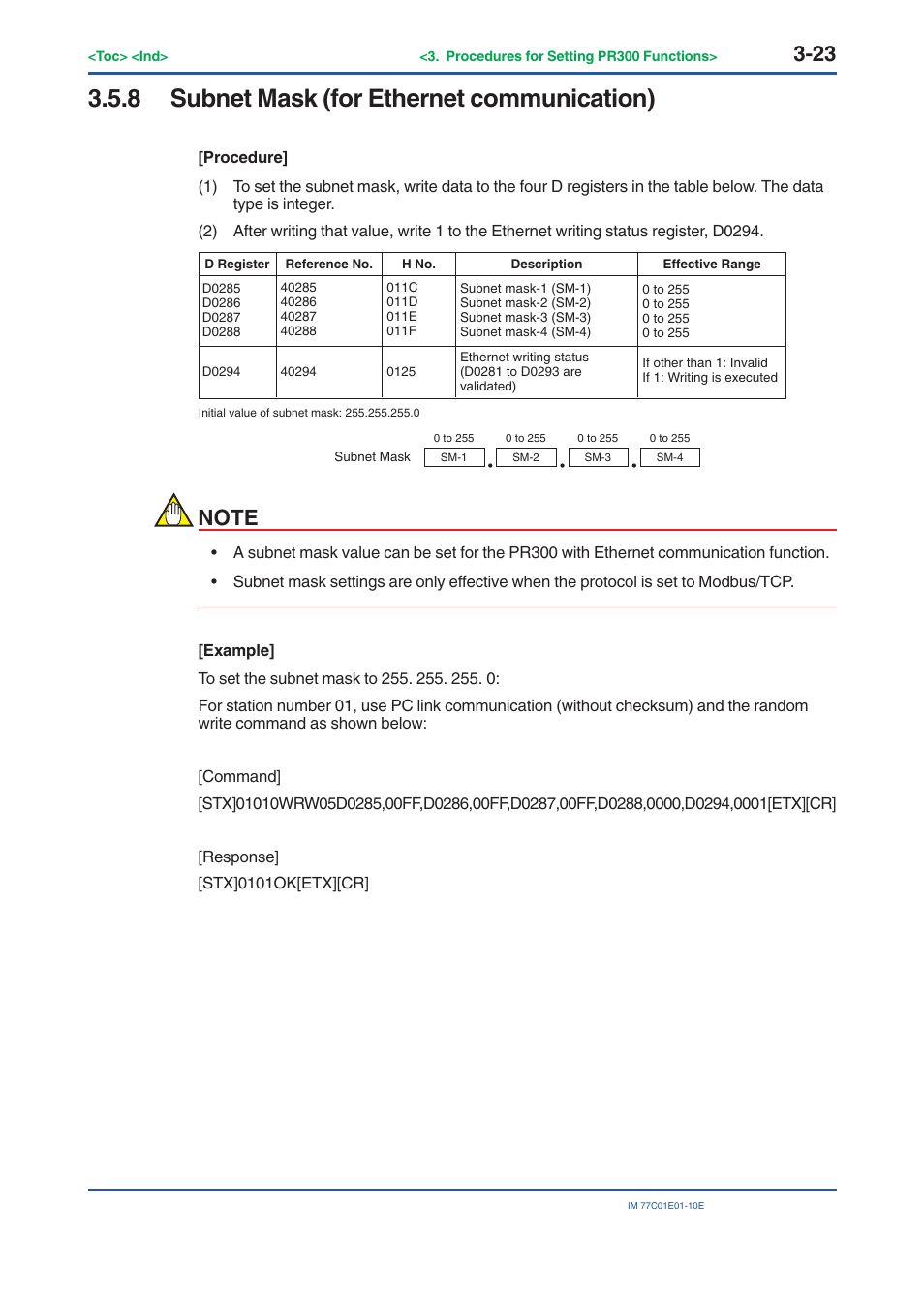 8 subnet mask (for ethernet communication), Subnet mask (for ethernet communication) -23 | Yokogawa PR300 Power and Energy Meter User Manual | Page 46 / 141