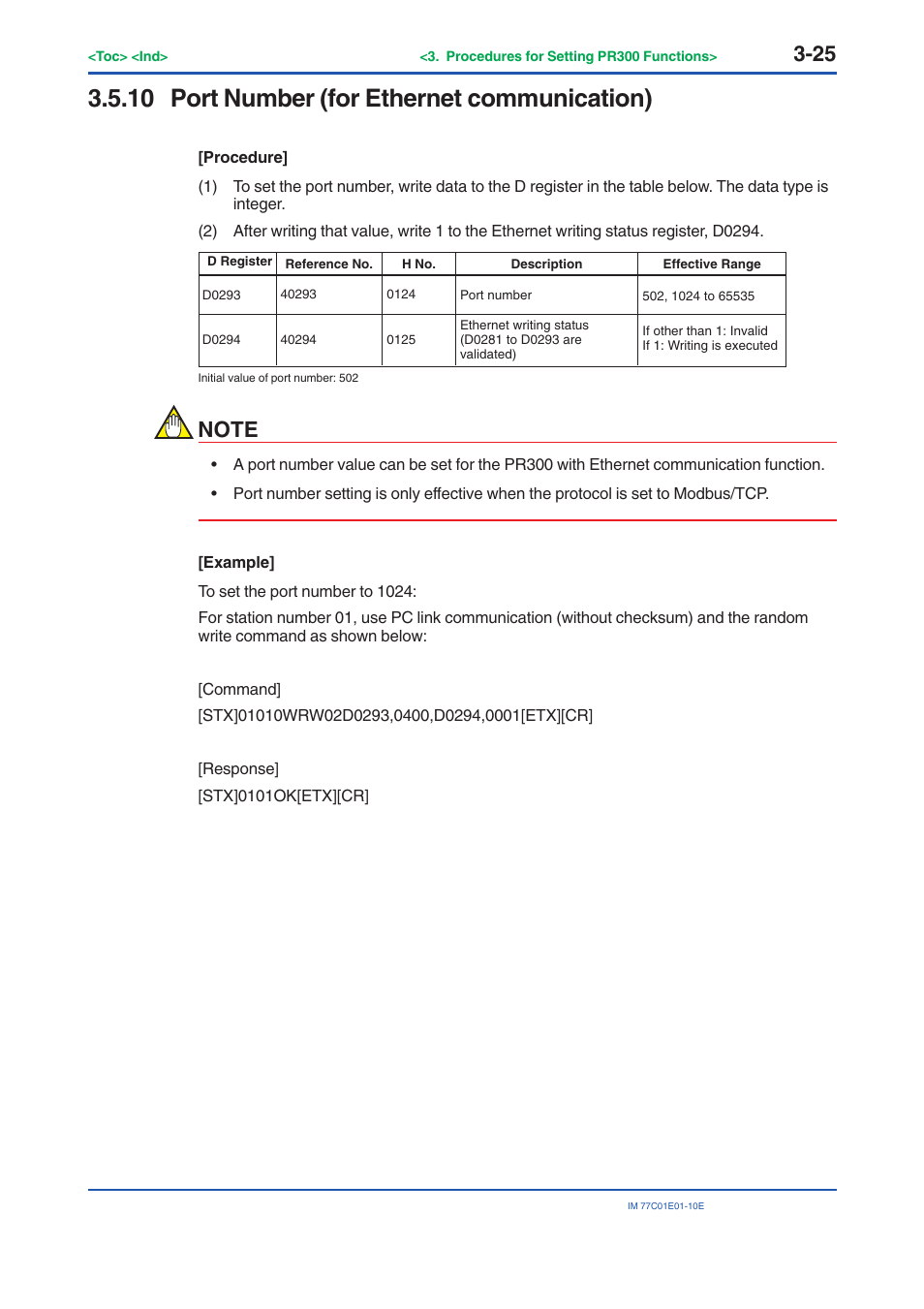 10 port number (for ethernet communication), Port number (for ethernet communication) -25 | Yokogawa PR300 Power and Energy Meter User Manual | Page 48 / 141