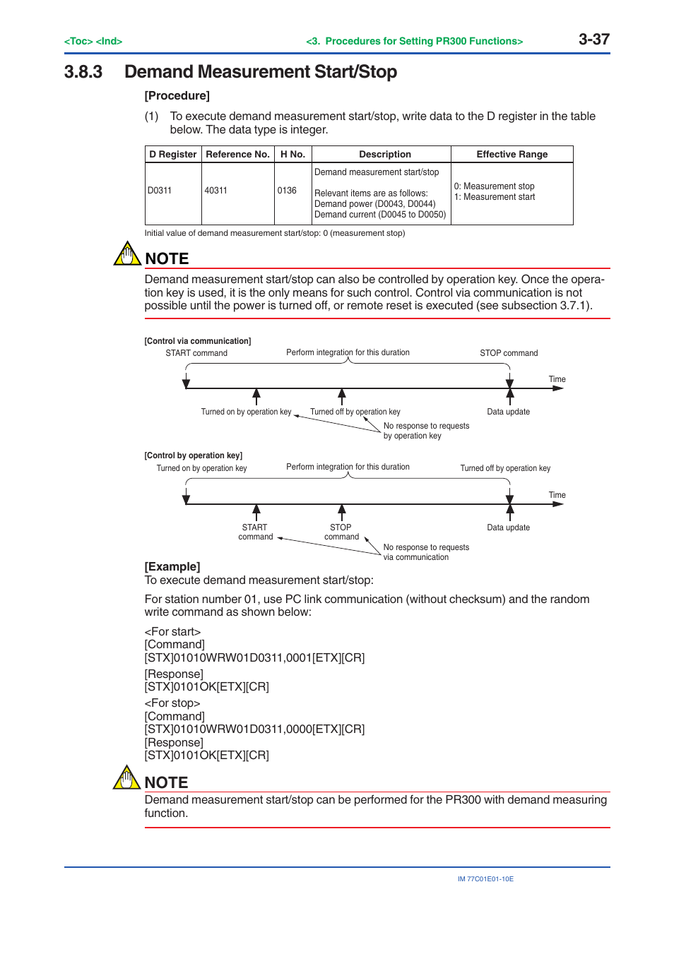 3 demand measurement start/stop, Demand measurement start/stop -37 | Yokogawa PR300 Power and Energy Meter User Manual | Page 60 / 141