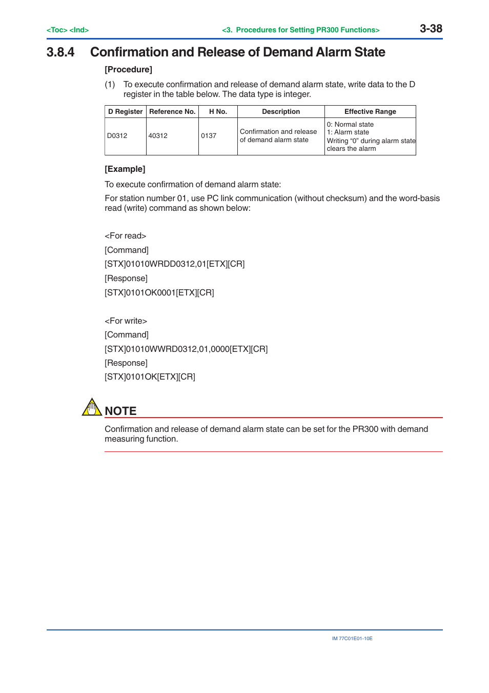 4 confirmation and release of demand alarm state, Confirmation and release of demand alarm state -38 | Yokogawa PR300 Power and Energy Meter User Manual | Page 61 / 141