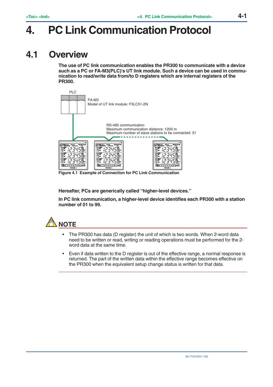 Pc link communication protocol, 1 overview, Overview -1 | Yokogawa PR300 Power and Energy Meter User Manual | Page 62 / 141