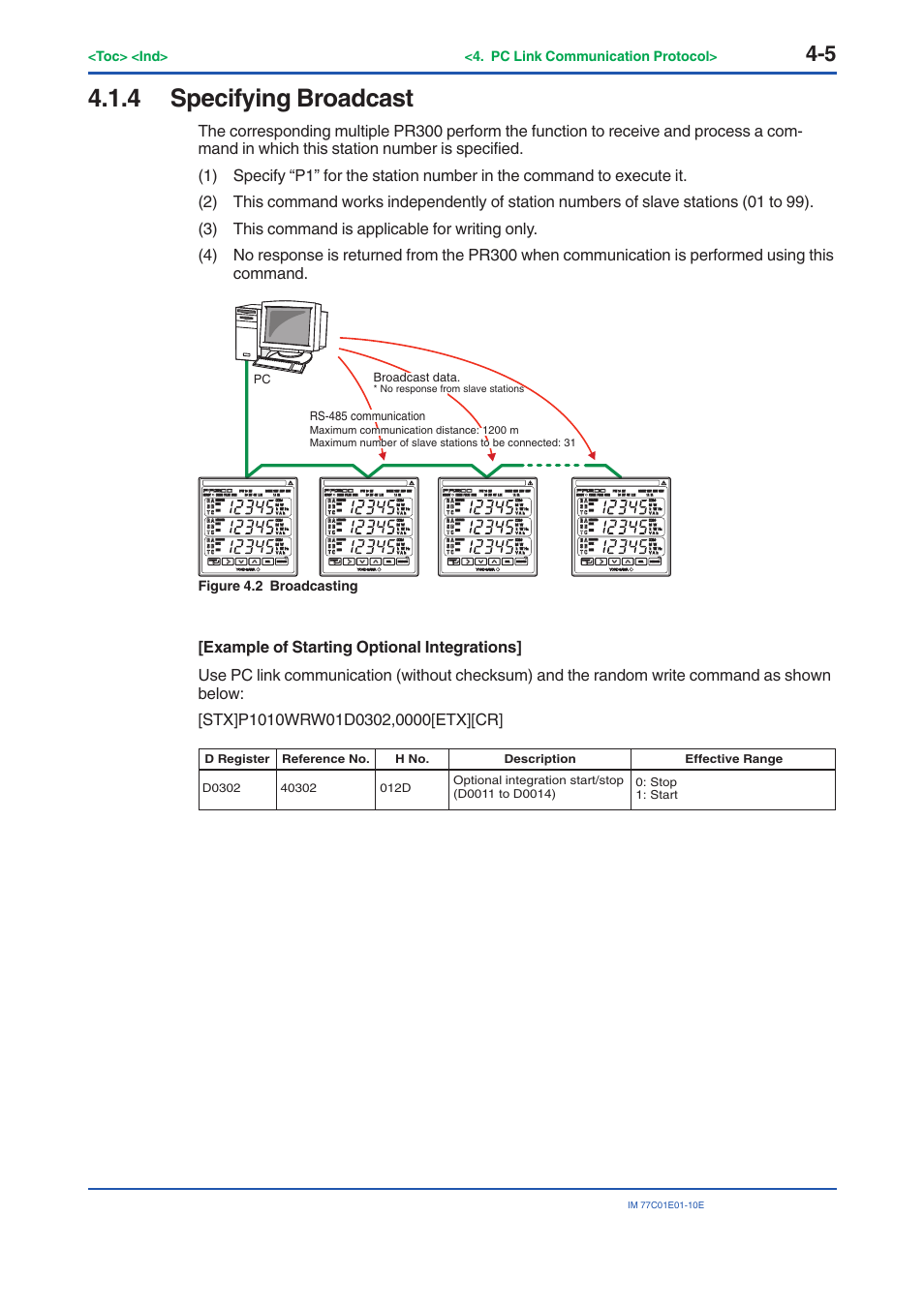 4 specifying broadcast, Specifying broadcast -5 | Yokogawa PR300 Power and Energy Meter User Manual | Page 66 / 141