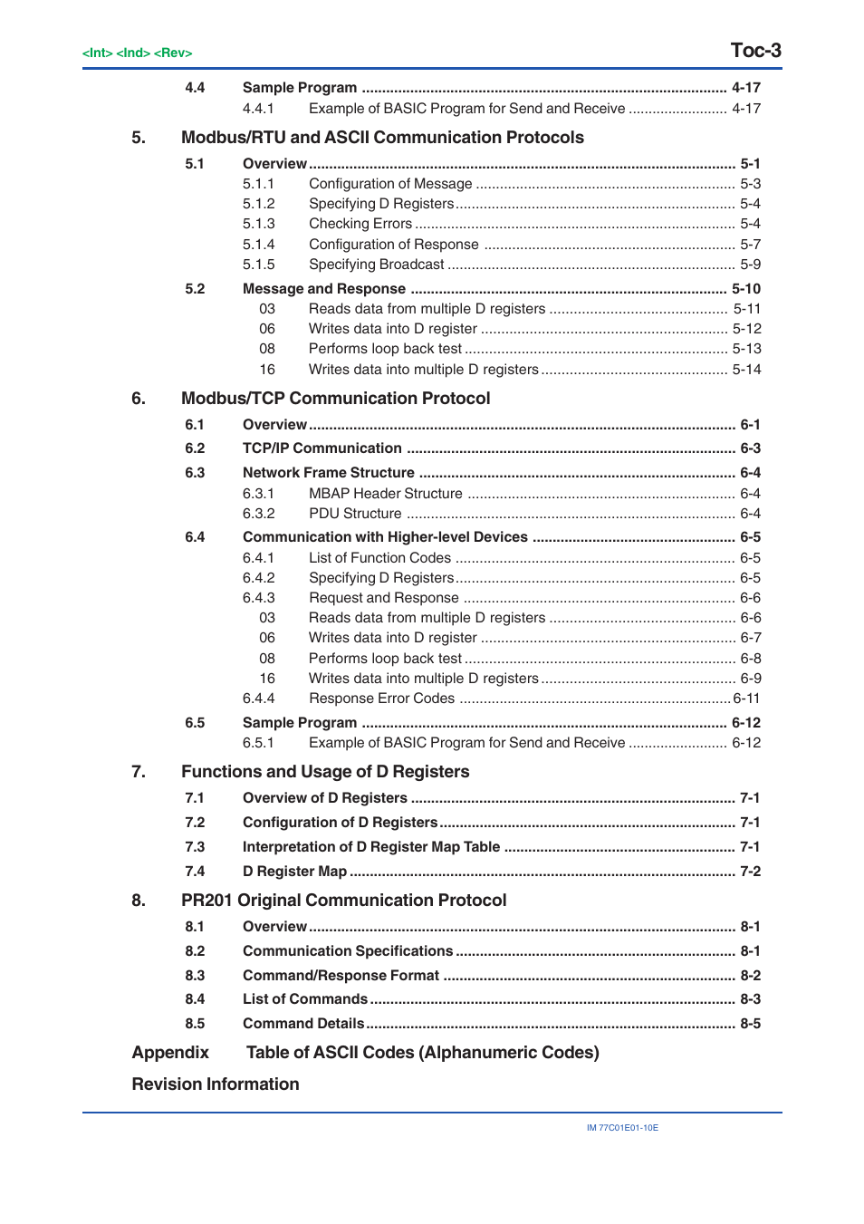 Toc-3 | Yokogawa PR300 Power and Energy Meter User Manual | Page 8 / 141