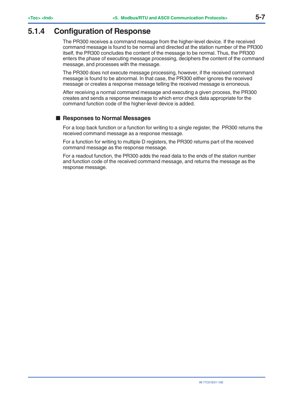 4 configuration of response, Configuration of response -7 | Yokogawa PR300 Power and Energy Meter User Manual | Page 86 / 141