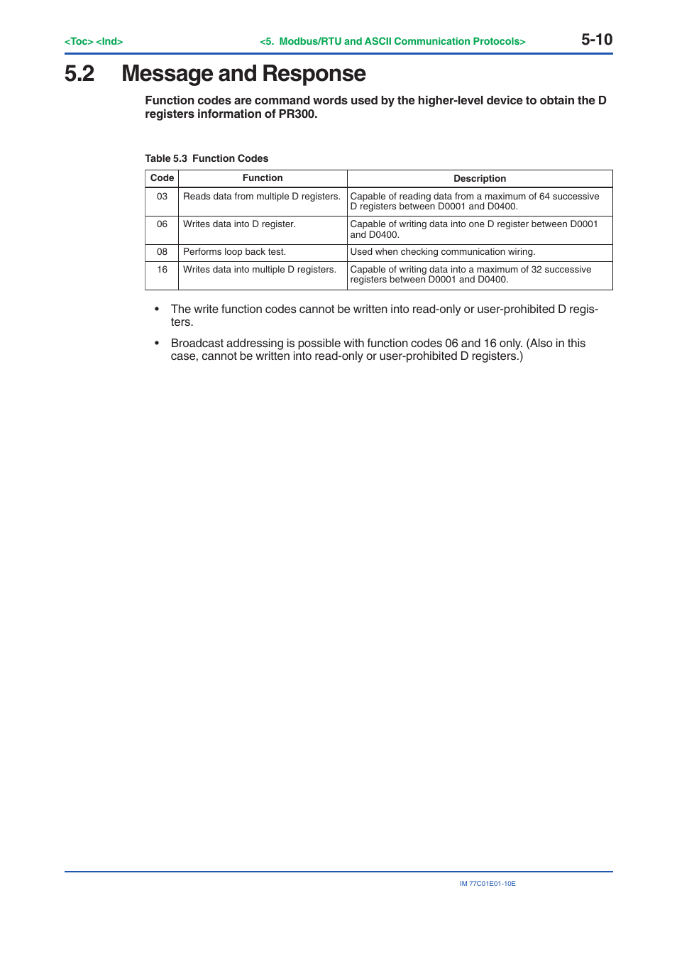 2 message and response, Message and response -10 | Yokogawa PR300 Power and Energy Meter User Manual | Page 89 / 141