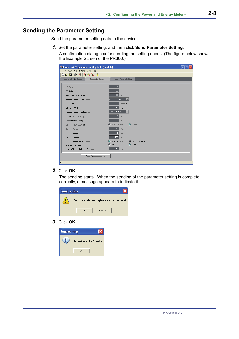 Sending the parameter setting | Yokogawa PR300 Power and Energy Meter User Manual | Page 17 / 22