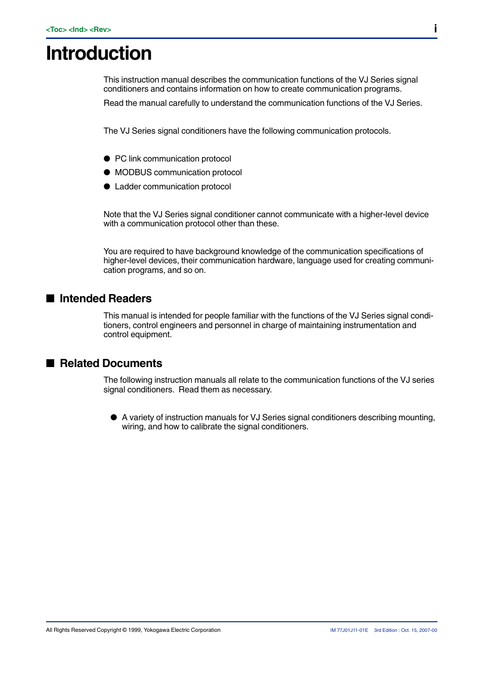 Introduction, Intended readers, Related documents | Yokogawa JUXTA VJ Series Limit Alarms User Manual | Page 3 / 60