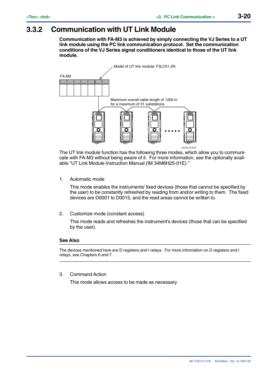 2 communication with ut link module | Yokogawa JUXTA VJ Series Limit Alarms User Manual | Page 34 / 60