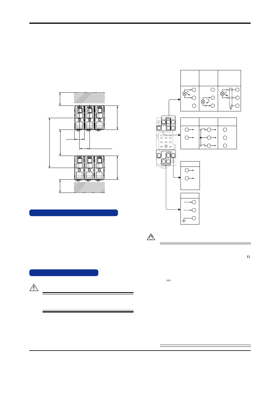 Installation location, External wiring, 3 mounting using a multi-mounting base | 4 using ducts, 5 in case of top-and-bottom close mounting, Warning, Fig. 4.3, Fig. 6.1 | Yokogawa JUXTA VJA7 User Manual | Page 2 / 5