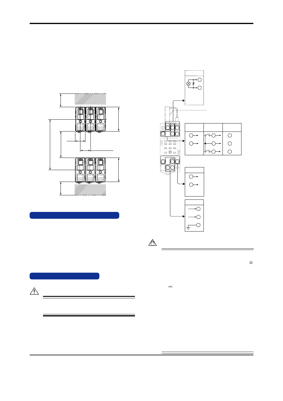 Installation location, External wiring, 3 mounting using a multi-mounting base | 4 using ducts, 5 in case of top-and-bottom close mounting, Warning, Fig. 4.3, Fig. 6.1 | Yokogawa JUXTA VJH7 User Manual | Page 2 / 5