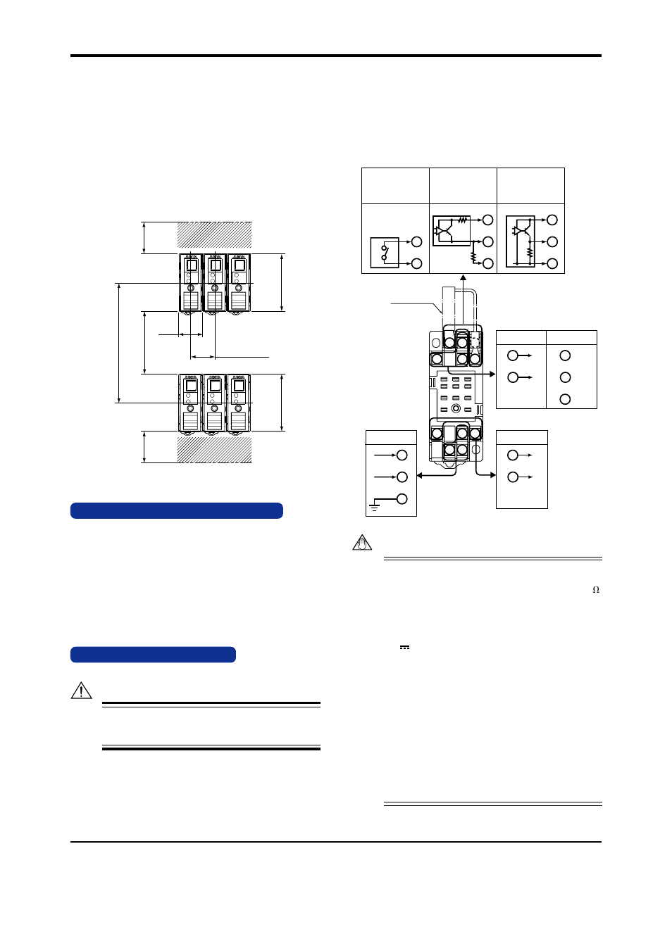 Installation location, External wiring, 3 mounting using a multi-mounting base | 4 using ducts, 5 in case of top-and-bottom close mounting, Warning, Fig. 4.4, Fig. 6.1 | Yokogawa JUXTA VJP8 User Manual | Page 2 / 4