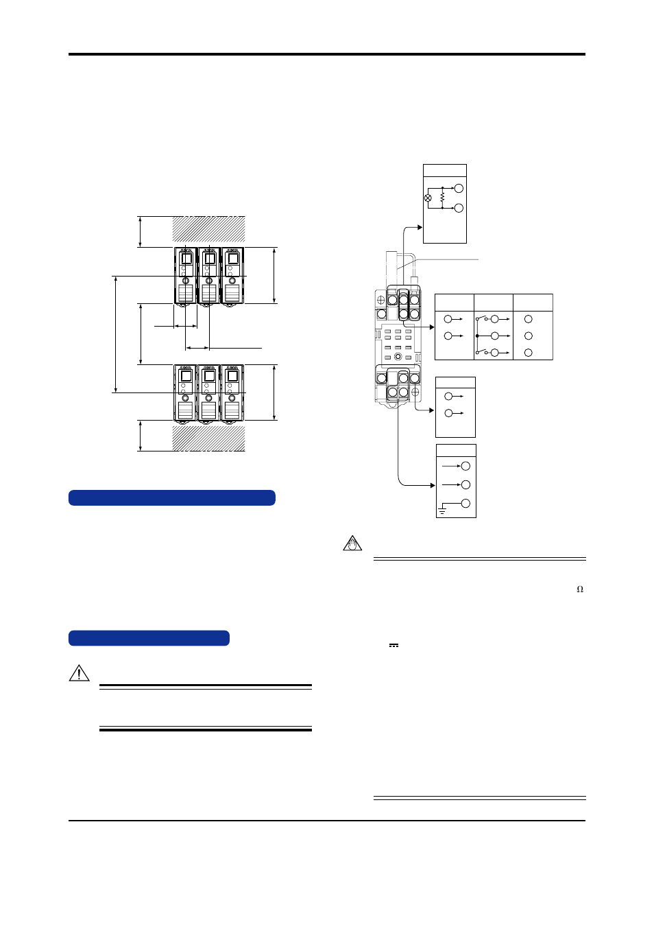 Installation location, External wiring, 3 mounting using a multi-mounting base | 4 using ducts, 5 in case of top-and-bottom close mounting, Warning, Fig. 4.4, Fig. 6.1 | Yokogawa JUXTA VJX7 User Manual | Page 2 / 6