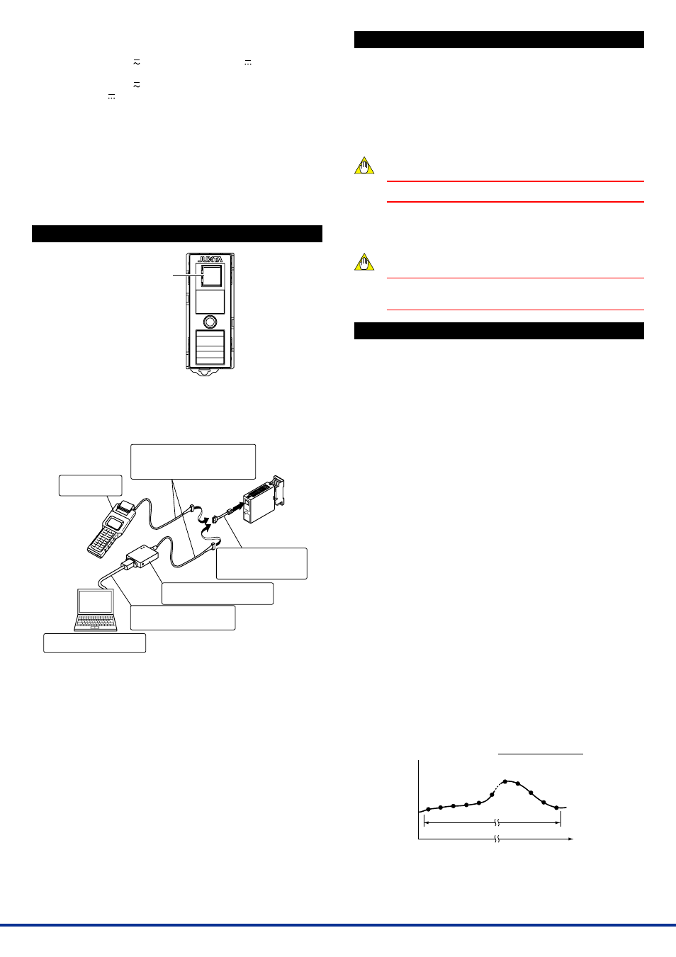 Description of front panel, Setting parameters, Computing functions | Power supply and isolation, 1 connector for communication, 1 vjxs-a free program, 2 vjxs-b moving average computation | Yokogawa JUXTA VJXS User Manual | Page 3 / 8