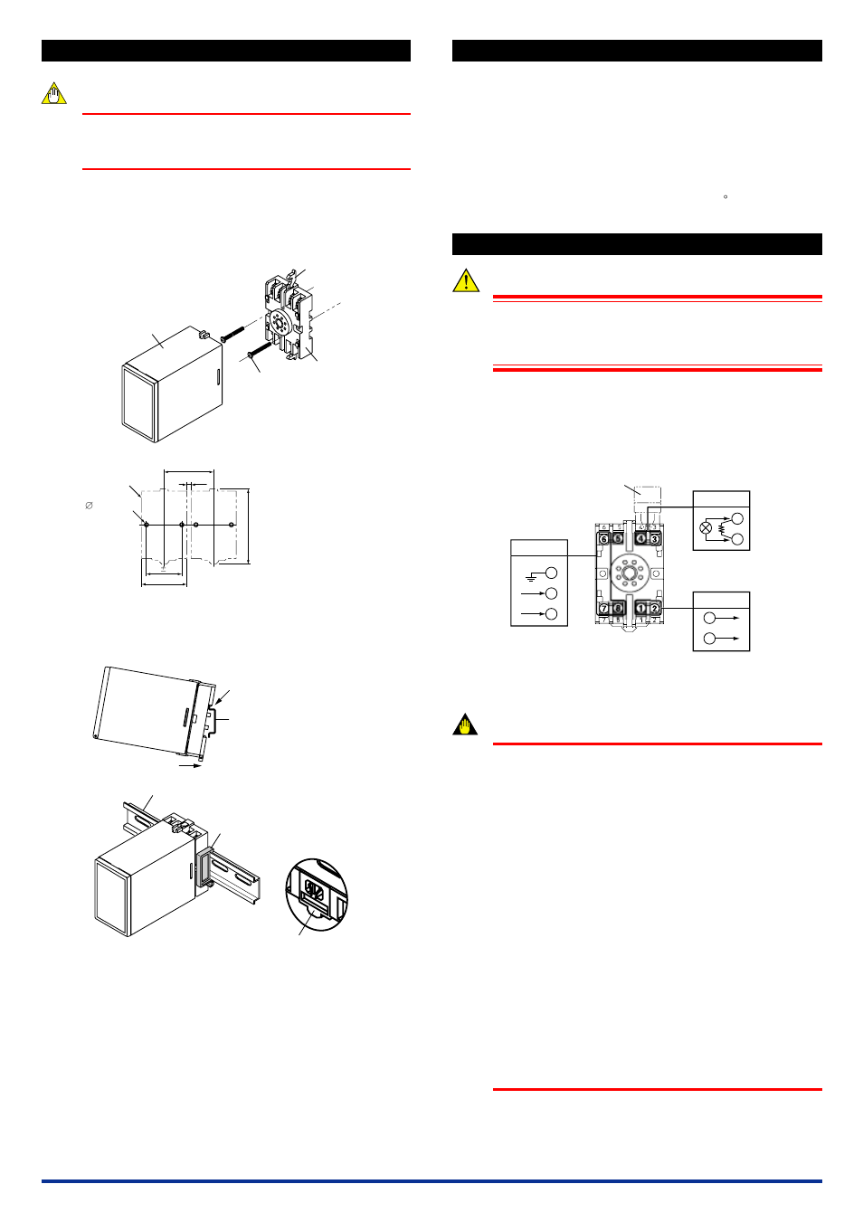 Mounting method, Installation locations, External wiring | 1 wall mounting, 2 din rail mounting, 3 using ducts, Warning, Important | Yokogawa JUXTA MH5 User Manual | Page 2 / 6