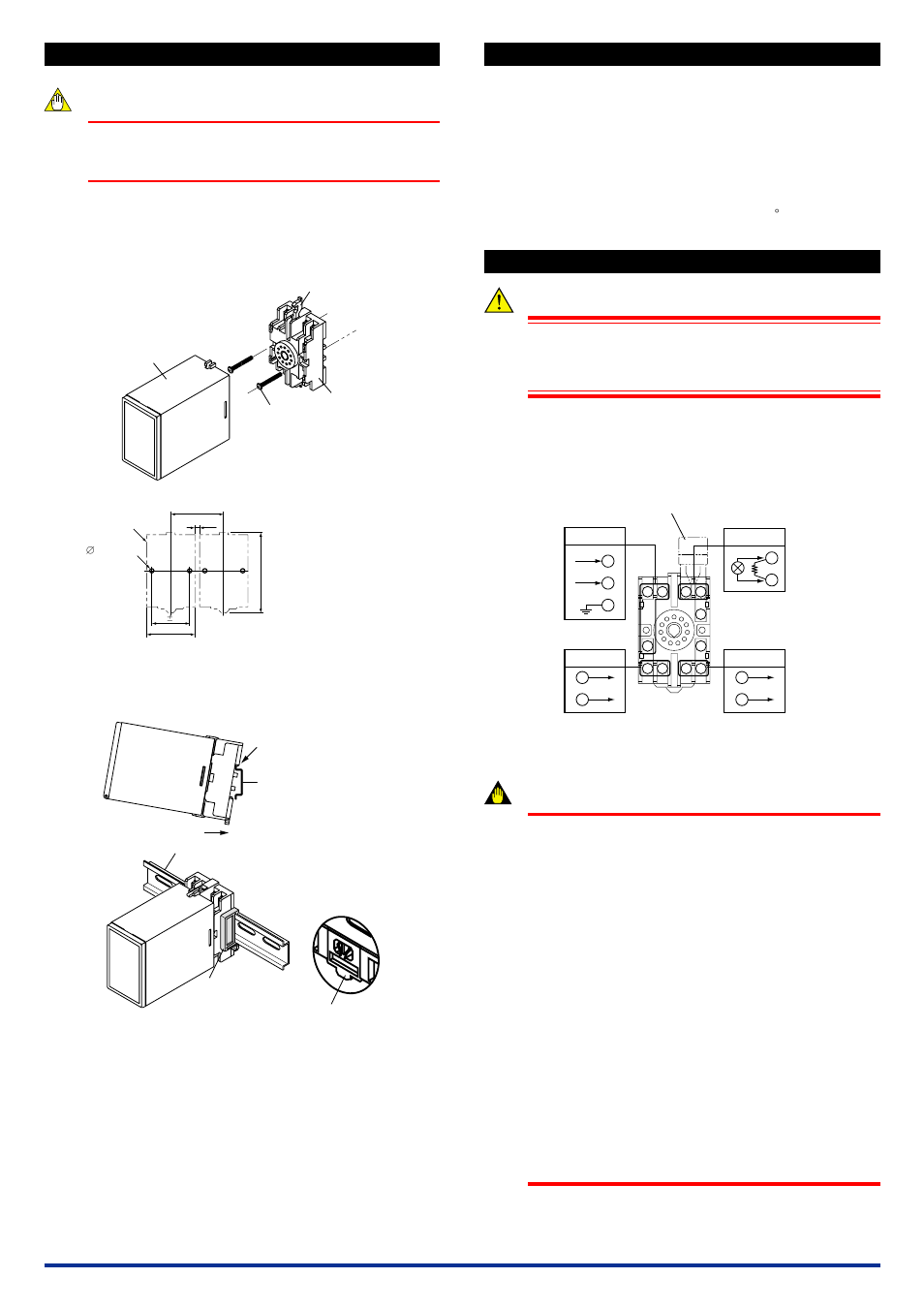 Mounting method, Installation locations, External wiring | 1 wall mounting, 2 din rail mounting, 3 using ducts, Warning, Important | Yokogawa JUXTA MH5D User Manual | Page 2 / 6