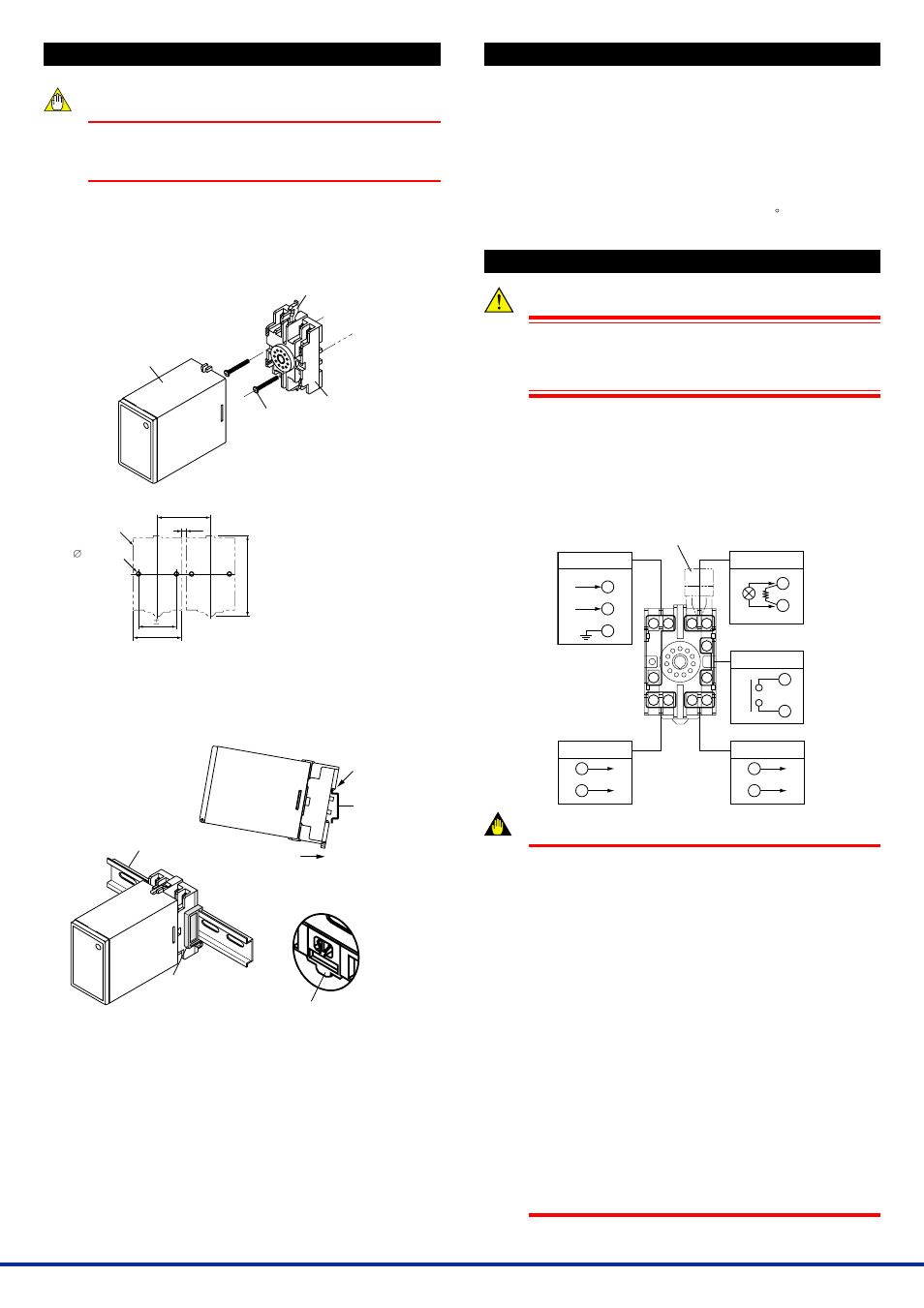 Mounting method, Installation locations, External wiring | 1 wall mounting, 2 din rail mounting, 3 using ducts, Warning, Important | Yokogawa JUXTA MXD User Manual | Page 2 / 6