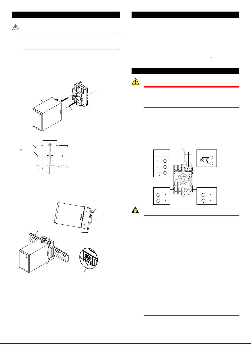 Mounting method, Installation locations, External wiring | 1 wall mounting, 2 din rail mounting, 3 using ducts, Warning, Important | Yokogawa JUXTA MXS User Manual | Page 2 / 8