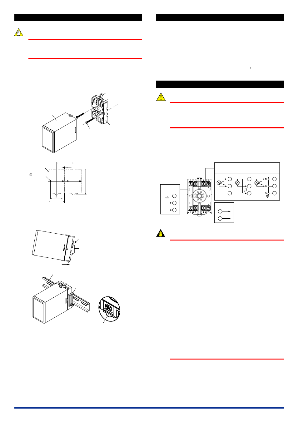 Mounting method, Installation locations, External wiring | 1 wall mounting, 2 din rail mounting, 3 using ducts, Warning, Important | Yokogawa JUXTA MA5 User Manual | Page 2 / 6