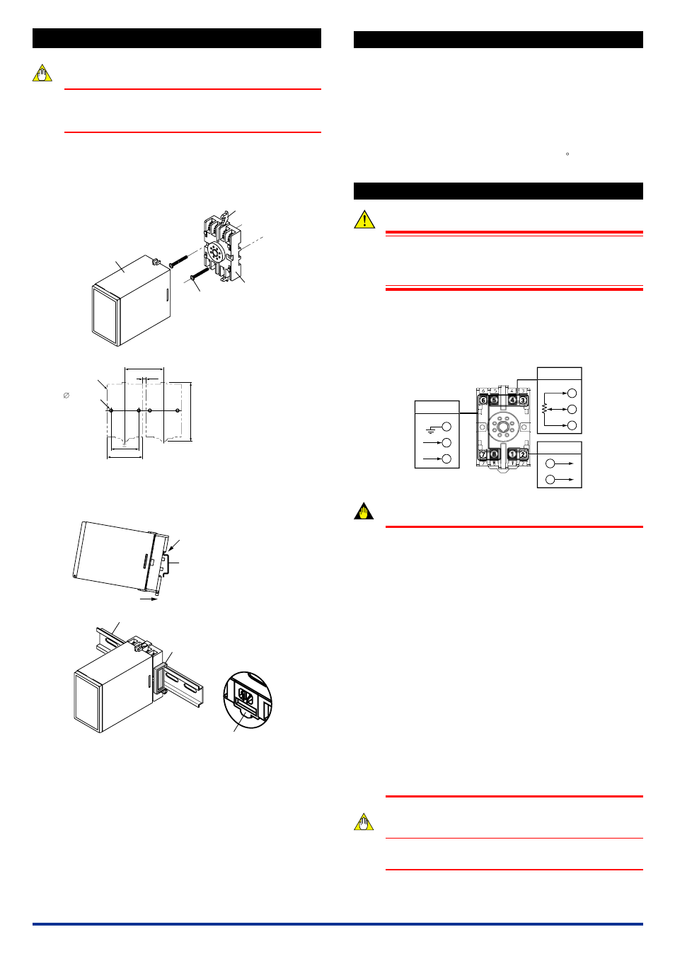 Mounting method, Installation locations, External wiring | 1 wall mounting, 2 din rail mounting, 3 using ducts, Warning, Important | Yokogawa JUXTA MS5 User Manual | Page 2 / 6