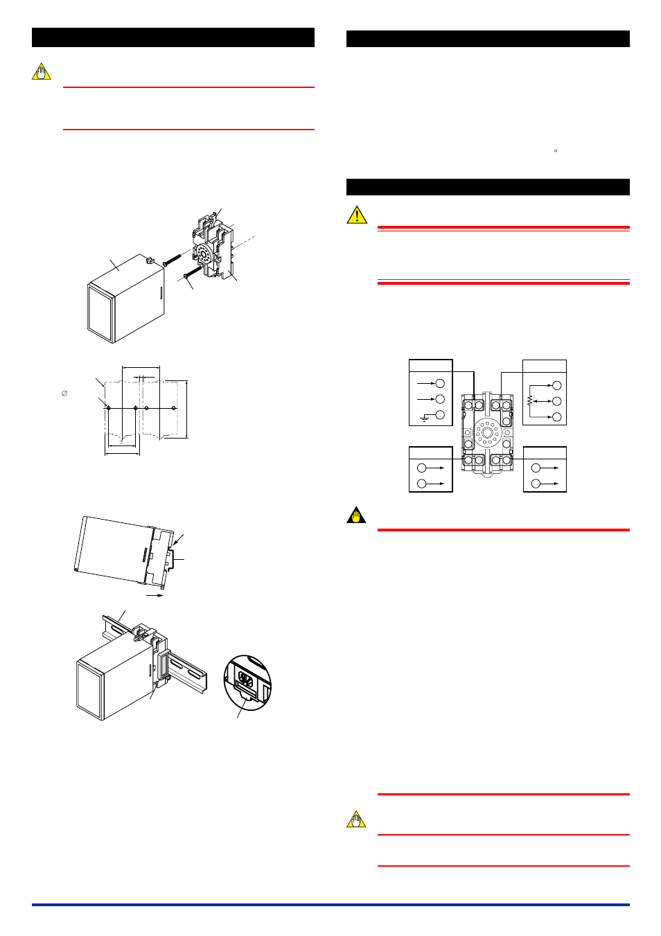Mounting method, Installation locations, External wiring | 1 wall mounting, 2 din rail mounting, 3 using ducts, Warning, Important | Yokogawa JUXTA MS5D User Manual | Page 2 / 6