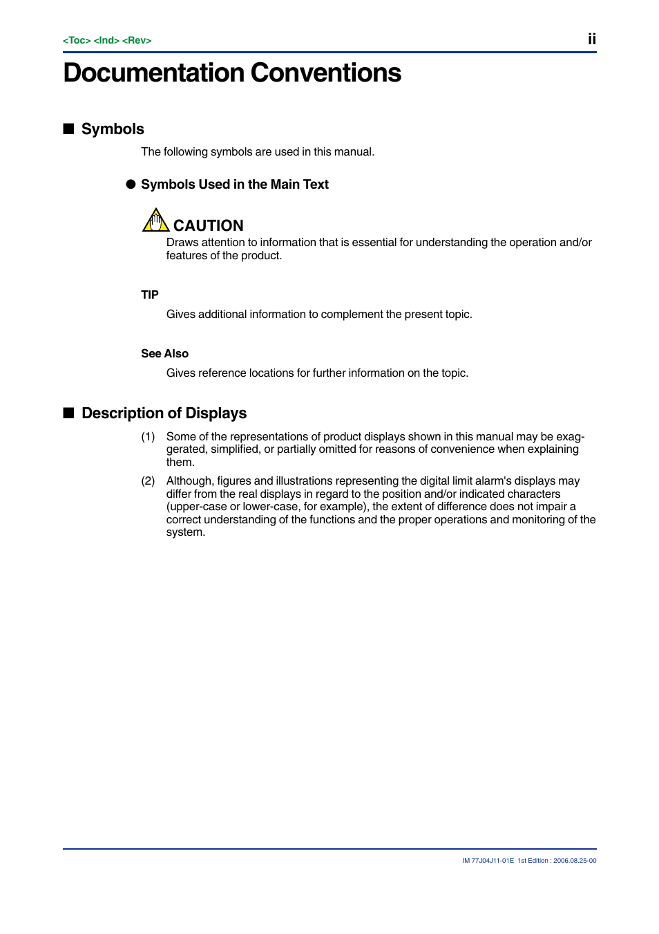 Documentation conventions | Yokogawa JUXTA M Series Digital Limit Alarms MVTK User Manual | Page 4 / 70