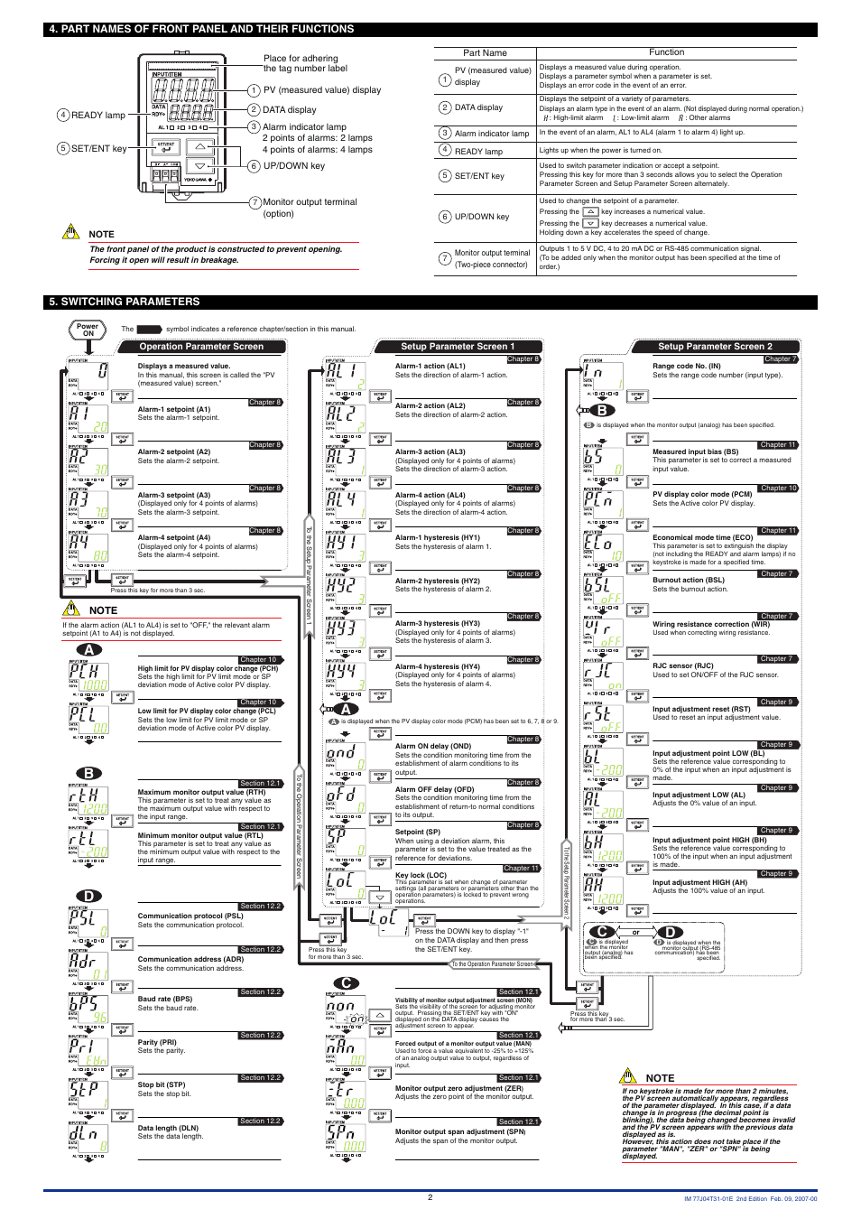 Bc d d c | Yokogawa JUXTA M Series Digital Limit Alarms MVTK User Manual | Page 2 / 8