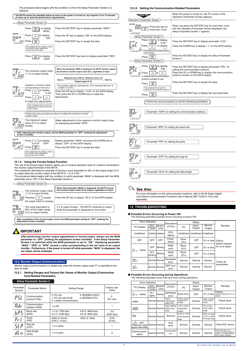 Important, See also | Yokogawa JUXTA M Series Digital Limit Alarms MVTK User Manual | Page 7 / 8