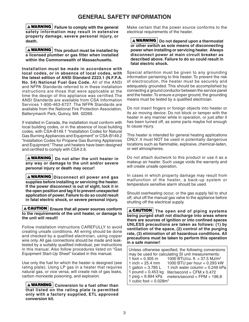 General safety information | Sterling GG User Manual | Page 3 / 40